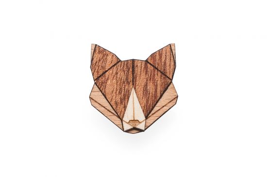 Drevená brošňa Fox Brooch