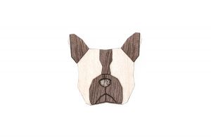 Drevená brošňa French Bulldog Brooch