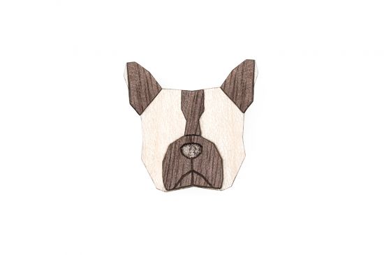 Drevená brošňa French Bulldog Brooch