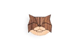 Drevená brošňa Persian Cat Brooch