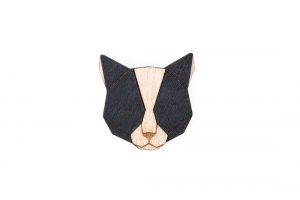 Drevená brošňa Black Cat Brooch
