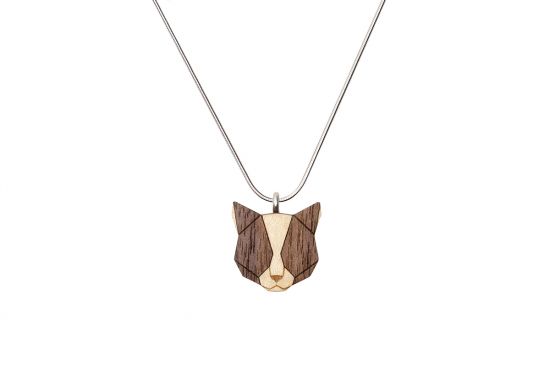 Drevený prívesok Grey Cat Pendant