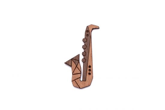 Drevená brošňa Saxophone Brooch