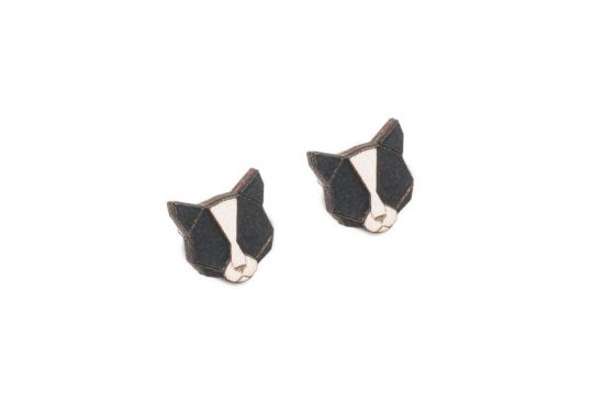 Drevené náušnice Black Cat Earrings