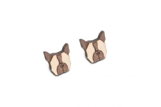 Drevené náušnice French Bulldog Earrings