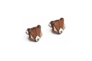 Drevené náušnice Bear Earrings