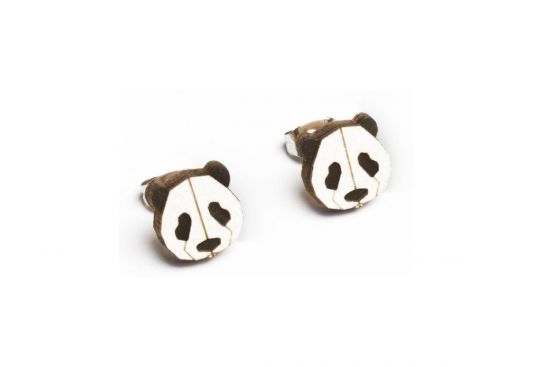 Drevené náušnice Panda Earrings