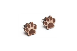 Drevené náušnice Paw Earrings