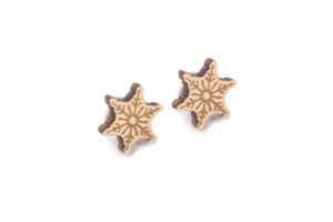 Drevené náušnice Snowflake Earrings