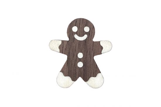 Drevená Gingerbread brošňa