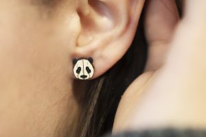 Drevené náušnice Panda Earrings
