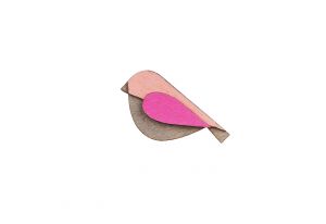 Drevená brošňa Pink Bird Brooch