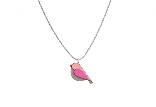 Drevený prívesok Pink Bird Pendant