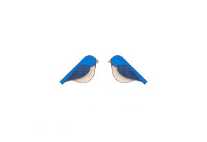 Drevené náušnice Blue Bird Earrings