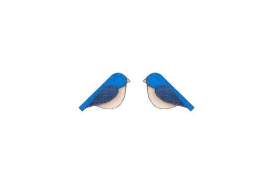 Drevené náušnice Blue Bird Earrings