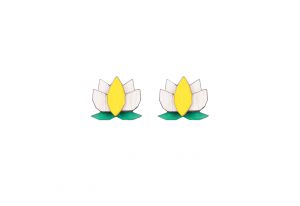 Drevené náušnice Yellow Lotus Earrings