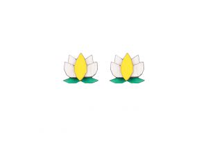 Drevené náušnice Yellow Lotus Earrings