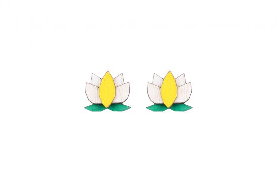 Drevené náušnice Yellow Lotus Earrings