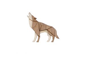 Drevená brošňa Walking Wolf Brooch