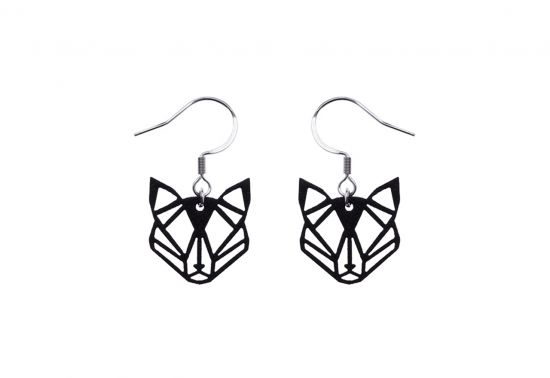 Drevené náušnice Kovové náušnice Black Foxy Earrings