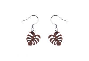 Drevené náušnice Monstera Earrings