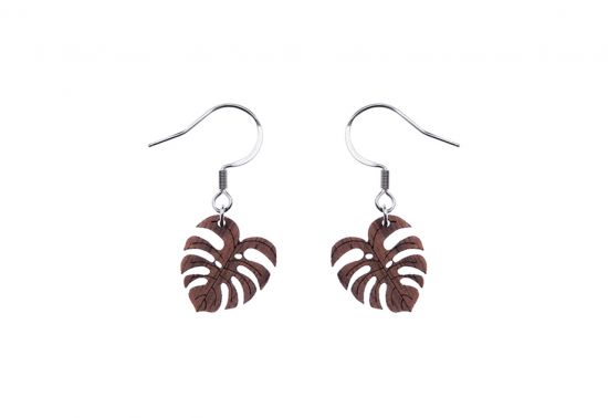 Drevené náušnice Monstera Earrings