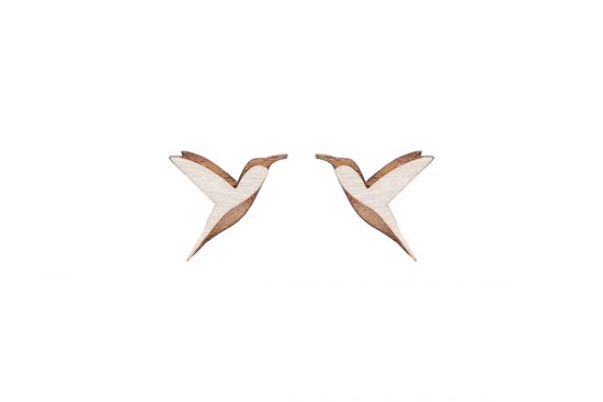 Drevené náušnice Natural Hummingbird Earrings