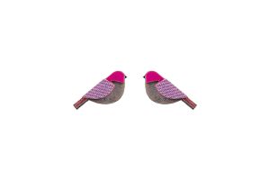 Drevené náušnice Purple Cutebird Earrings