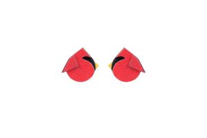 Drevené náušnice Red Cutebird Earrings
