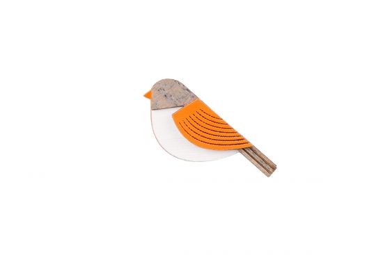 Drevená brošňa Orange Cutebird Brooch