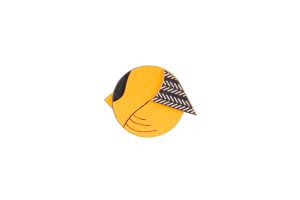 Drevená brošňa Yellow Cutebird Brooch