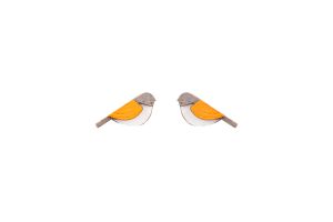 Drevené náušnice Orange Cutebird Earrings