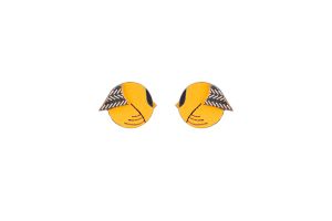 Drevené náušnice Yellow Cutebird Earrings