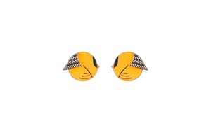 Drevené náušnice Yellow Cutebird Earrings