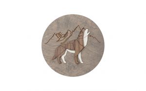 Dark Walking Wolf Wooden Image