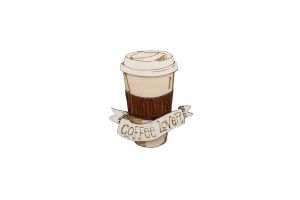 Drevená brošňa Coffee Lover Brooch