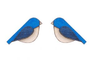 Drevené náušnice Blue Bird Earrings