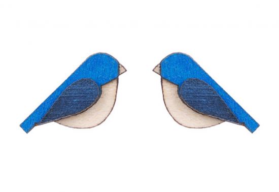 Drevené náušnice Blue Bird Earrings