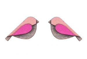 Drevené náušnice Pink Bird Earrings