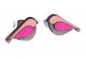 Drevené náušnice Pink Bird Earrings