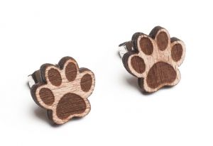 Drevené náušnice Paw Earrings