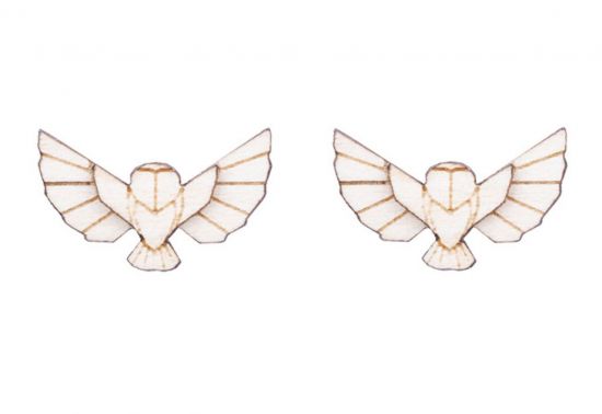 Drevená náušnice Snowy Owl Earrings