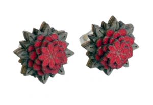 Drevené náušnice Red Flower Earrings