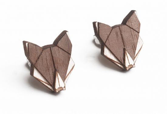 Drevené náušnice Wolf Earrings