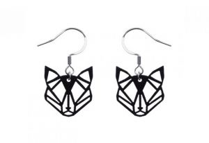 Drevené náušnice Kovové náušnice Black Foxy Earrings