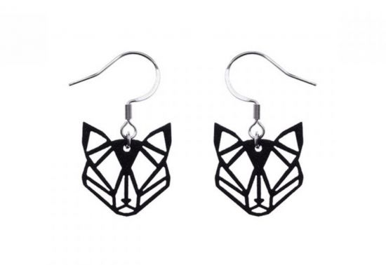 Drevené náušnice Kovové náušnice Black Foxy Earrings