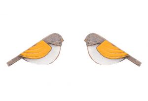 Drevené náušnice Orange Cutebird Earrings