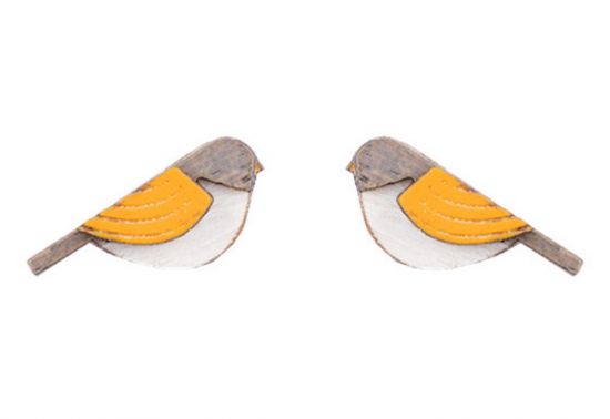 Drevené náušnice Orange Cutebird Earrings