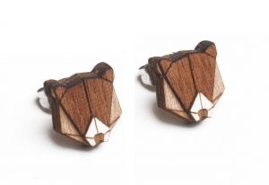 Drevené náušnice Bear Earrings
