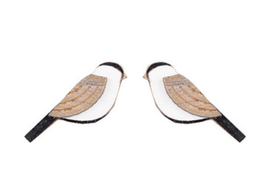 Drevené náušnice Natural Cutebird Earrings